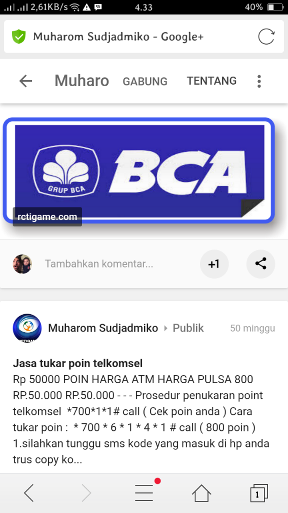 Penipuan Jasa Convert Pulsa Rctigame.net