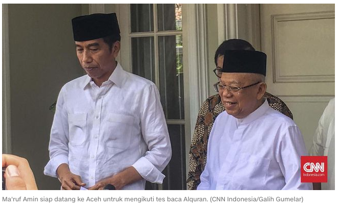 Ma'ruf Amin Siap Datang ke Aceh Tes Baca Alquran