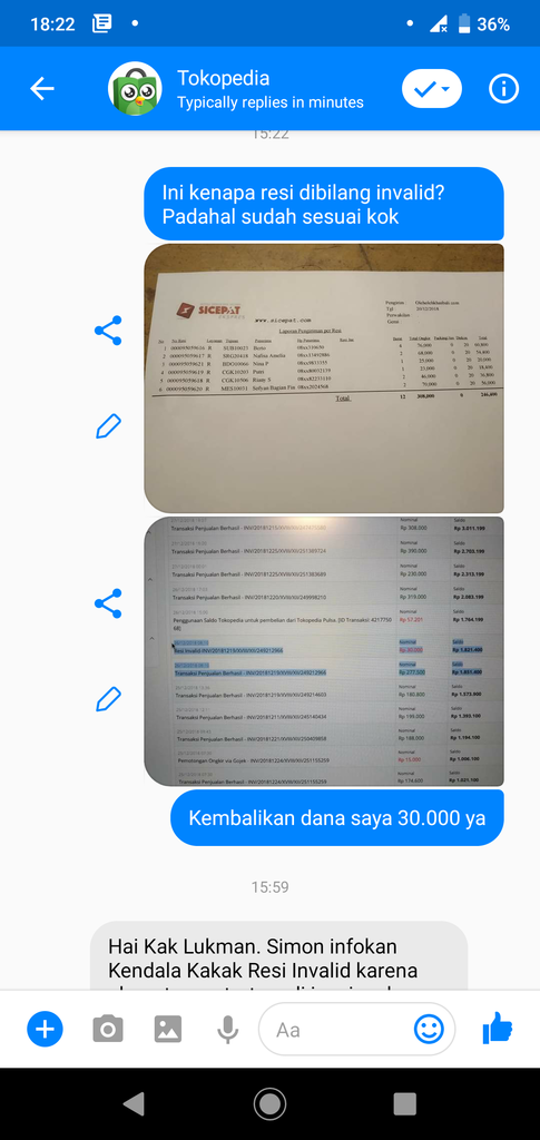 Tokopedia mengambil uang saya dengan alasan alamat tidak sesuai padahal sudah benar