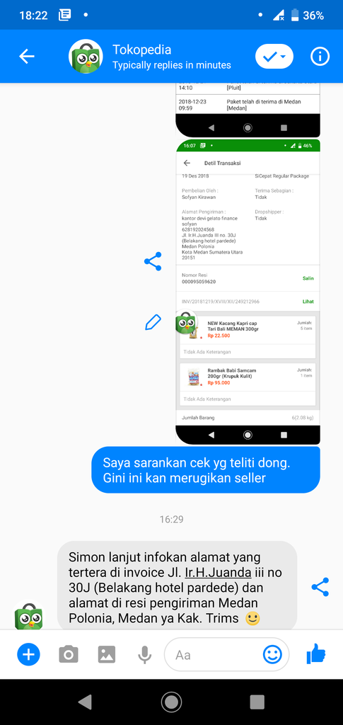 Tokopedia mengambil uang saya dengan alasan alamat tidak sesuai padahal sudah benar