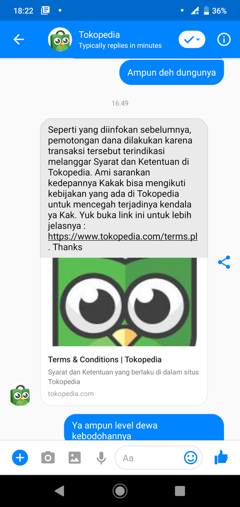 Tokopedia mengambil uang saya dengan alasan alamat tidak sesuai padahal sudah benar