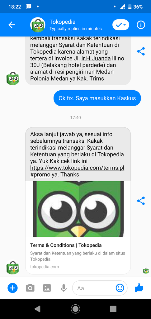 Tokopedia mengambil uang saya dengan alasan alamat tidak sesuai padahal sudah benar