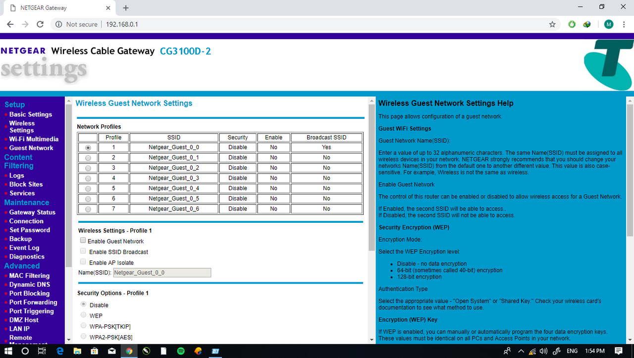 HELP SETTING NETGEAR CG3100D