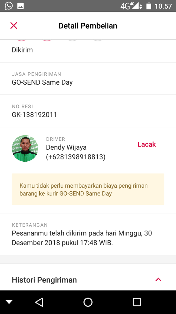 Beli Handphone di Bukalapak, Barang dibawa lari driver Go-Send