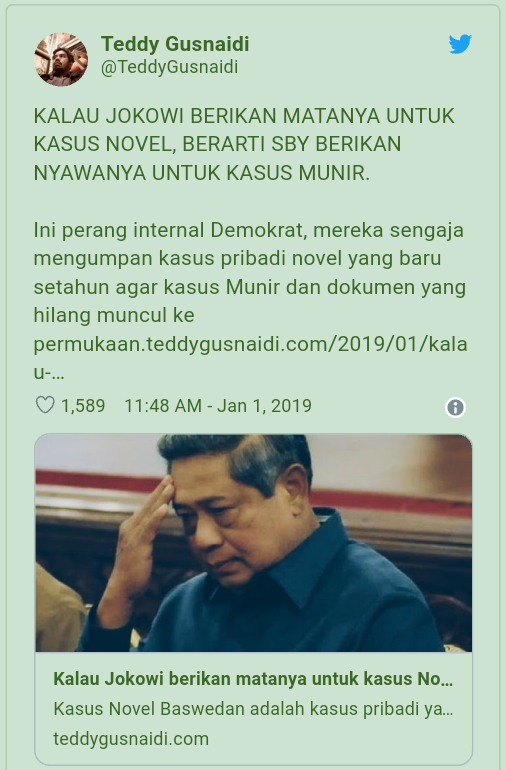 Pernyataan Andi Arief Jadi 'Boomerang', Teddy Gusnaidi: SBY Harus Berikan Nyawanya