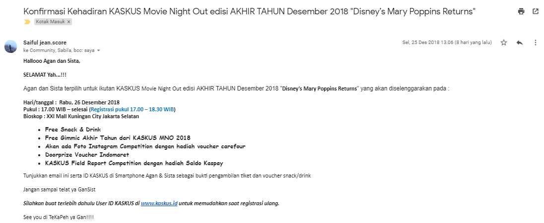 Kenangan Lama KASKUS Movie Night Out Nobar Disney’s Mary Poppins Returns