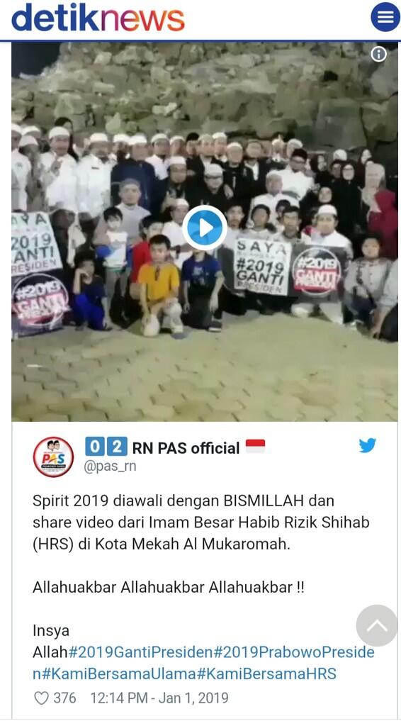 Habib Rizieq Pimpin Deklarasi 2019 Ganti Presiden di Jabal Rahmah