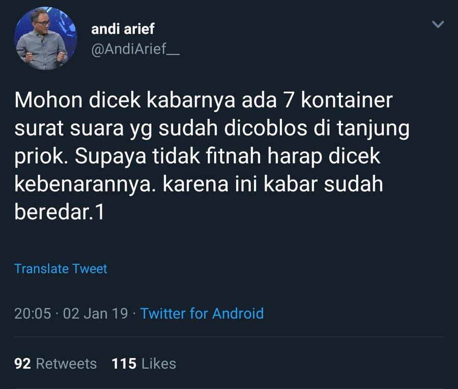 KPU Desak Polisi Tangkap Penyebar Hoaks Kontainer Surat Suara