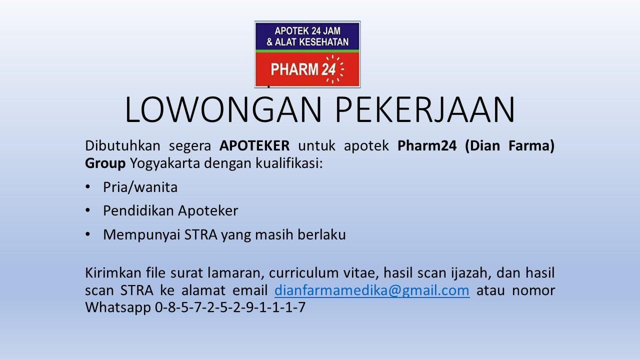 Lowongan kerja Apoteker Yogyakarta