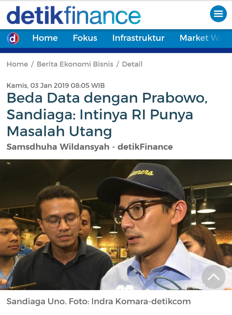 Prabowo-Sandi Beda Data soal Utang, TKN: Bahaya!