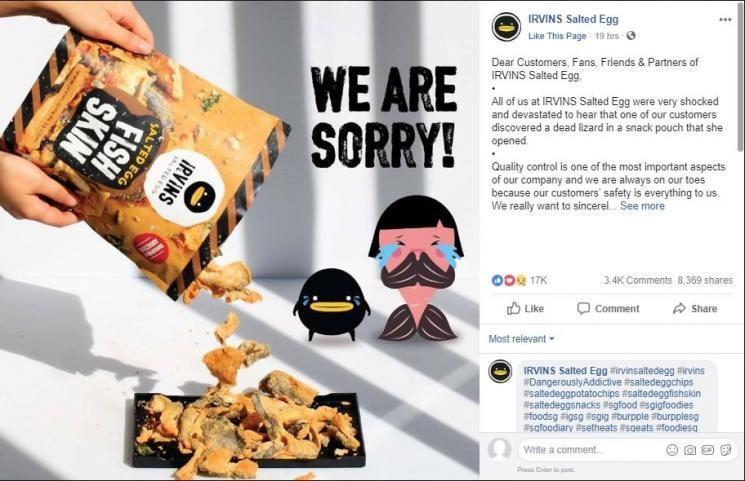 Irvins Salted Egg Minta Maaf Ada Cicak Mati dalam Produknya