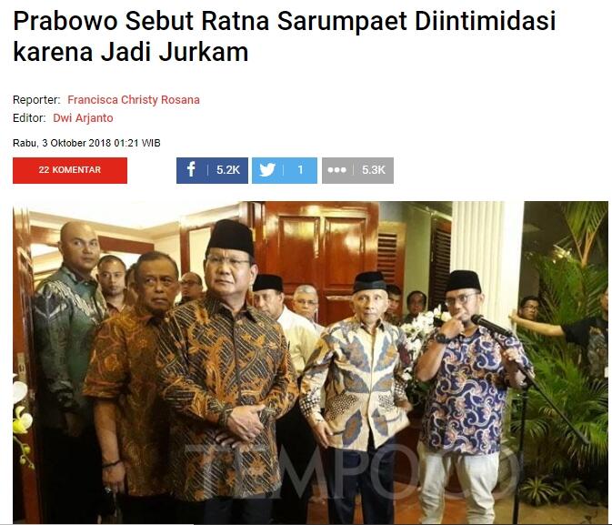 Soal Hoaks, BPN Duga Ketua Relawan Prabowo Terlalu Semangat