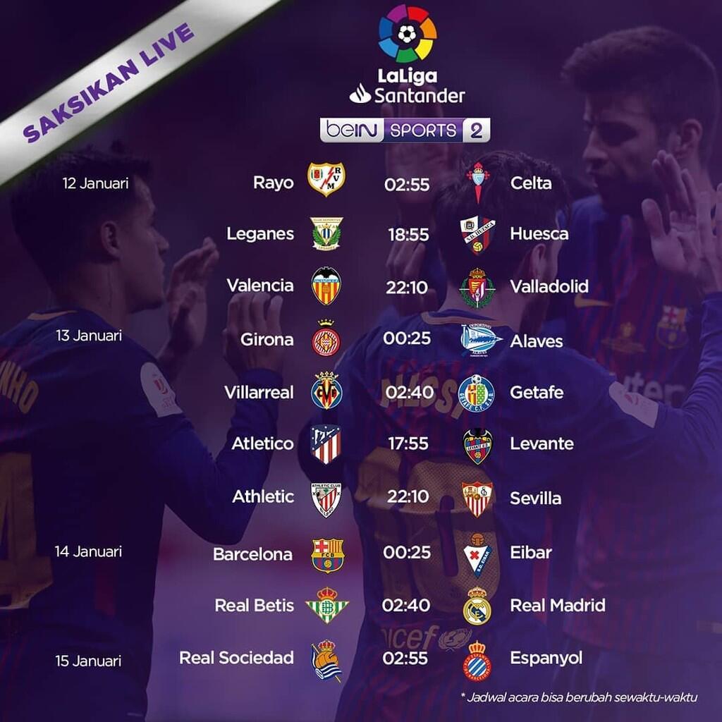 Jadwal Siaran Langsung Televisi EPL &amp; La Liga, 12-15 Januari 2019