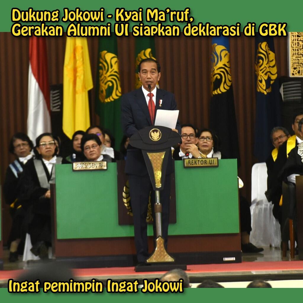 Gerakan Alumni UI Siapkan Deklarasi Dukungan Jokowi-Amin di GBK