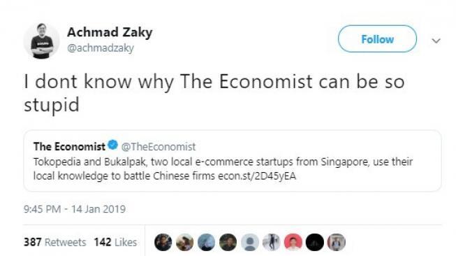 Sebut Bukalapak dan Tokopedia dari Singapura, The Economist Diejek Warganet