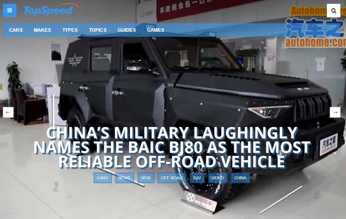 China's Military Laughingly Names the BAIC BJ80 as the Most Reliable Off-Road