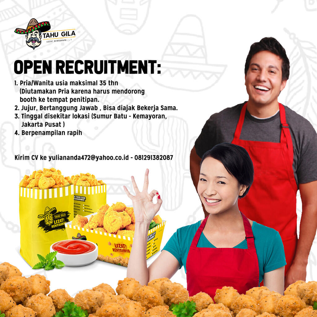 &#91;URGENTLY REQUIRED&#93; Lowongan Jaga Booth Tahu Gila