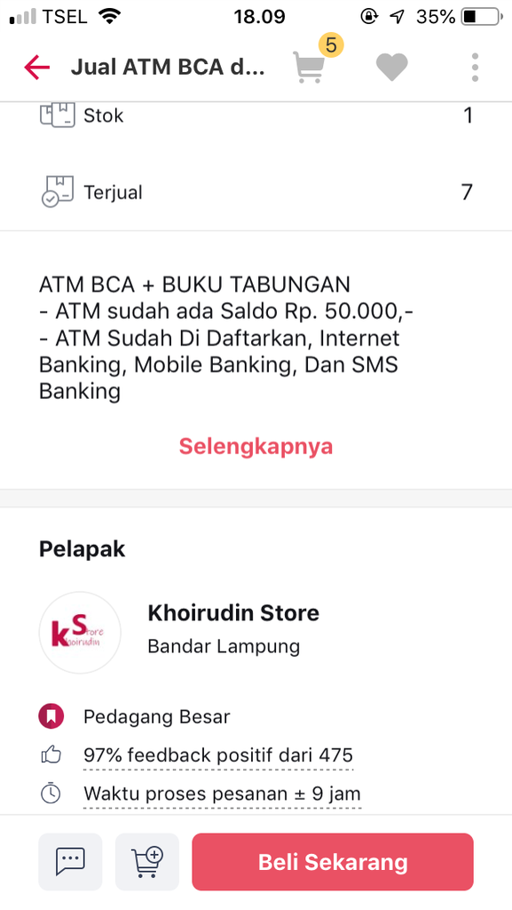 Jual beli rekening/ tabungan /ATM Di BL masih ada ?