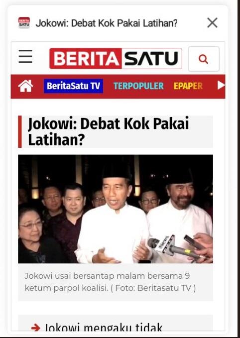 Jokowi Tiba di Djakarta Theater untuk Latihan Debat