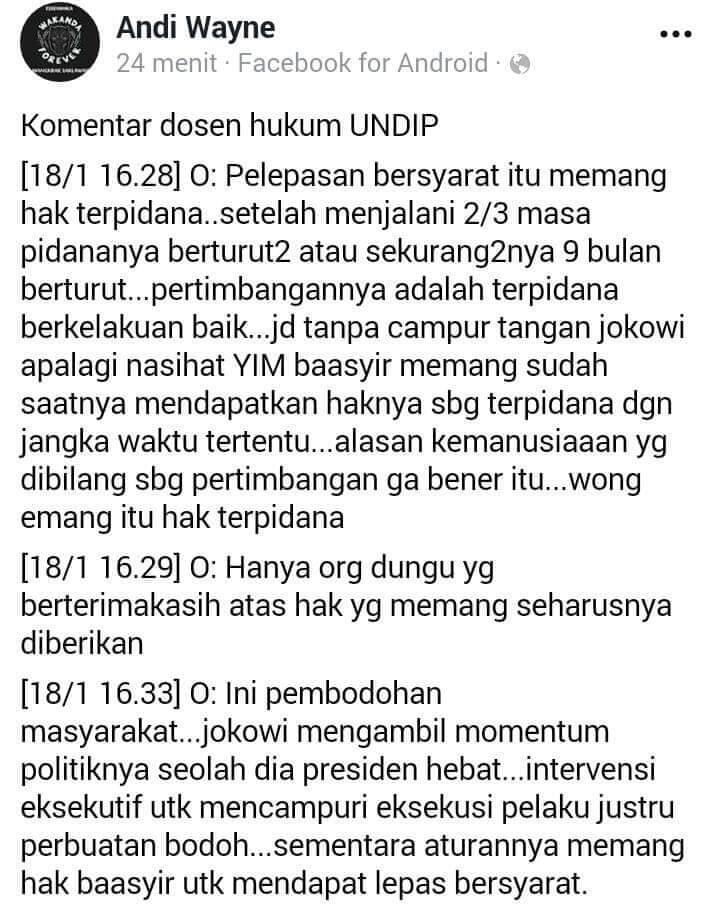 Tim Pengacara Muslim: Abu Bakar Baasyir Bebas Tak Pakai Syarat