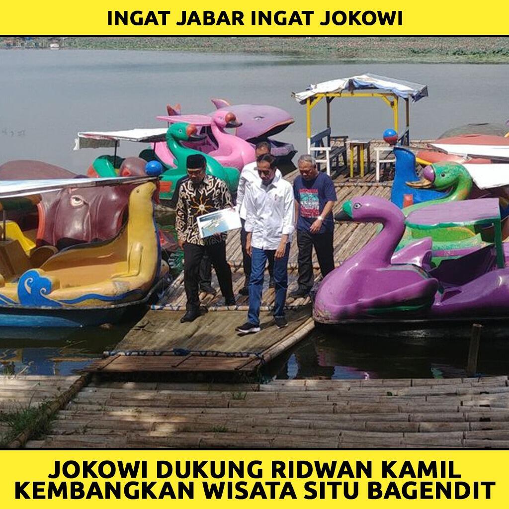 Di Atas Getek, Jokowi dan Ridwan Kamil Bahas Pengembangan Situ Bagendit