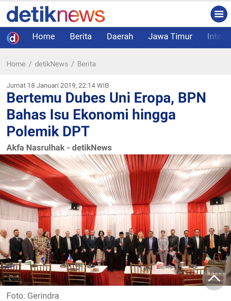 Bertemu Dubes Uni Eropa, BPN Bahas Isu Ekonomi hingga Polemik DPT