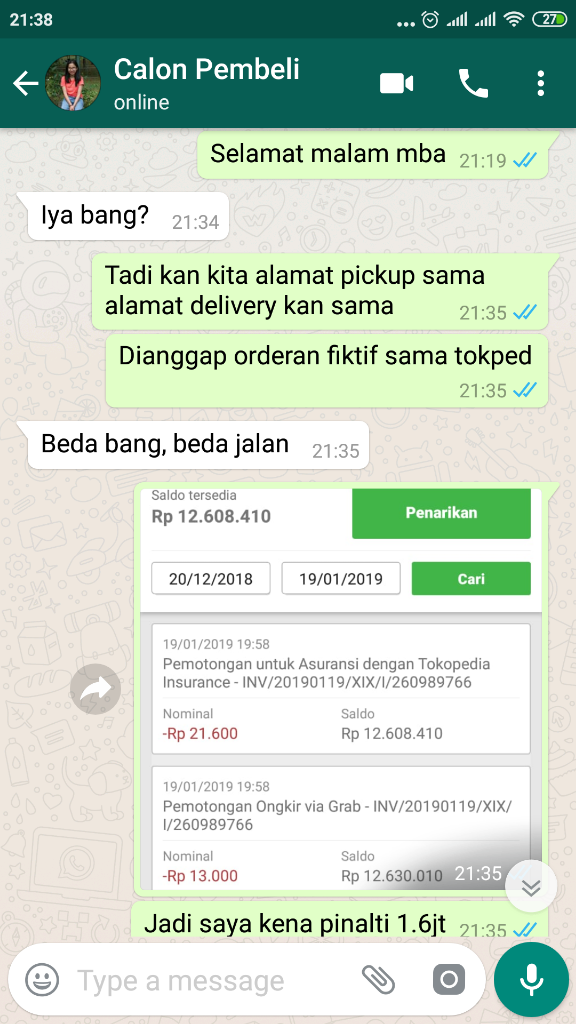 Tokopedia Memotong Sepihak Dana Saya Sebesar 15%