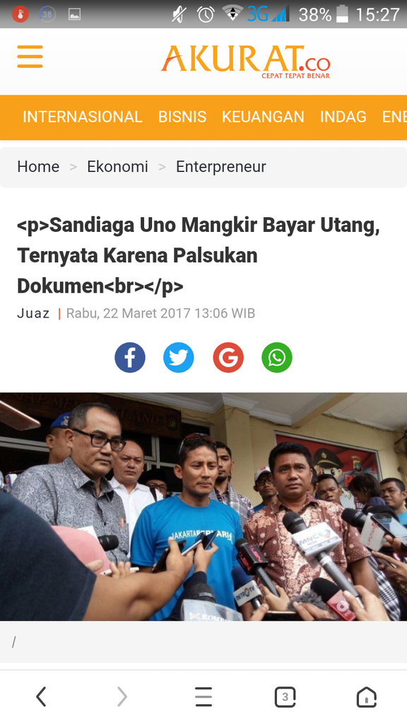 Sandiaga soal Pembebasan Ba'asyir: Hukum Harus Tegak Seadil-adilnya