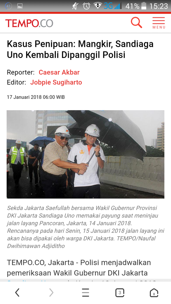 Sandiaga soal Pembebasan Ba'asyir: Hukum Harus Tegak Seadil-adilnya