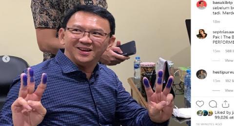 Ahok Pose Tiga Jari, Kubu Prabowo: Tanda Enggan Nimbrung di Pilpres 2019