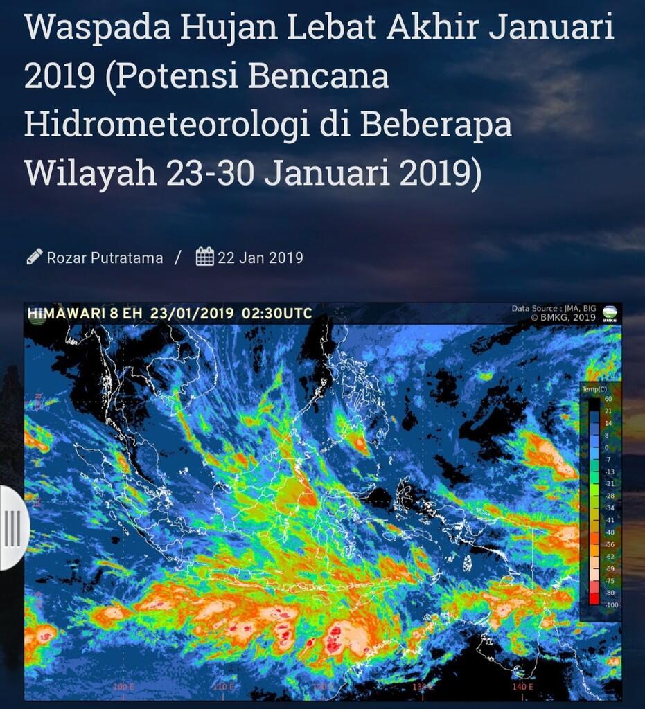 Waspada Hujan Lebat Akhir Januari 2019 (Potensi Bencana Hidrometeorologi