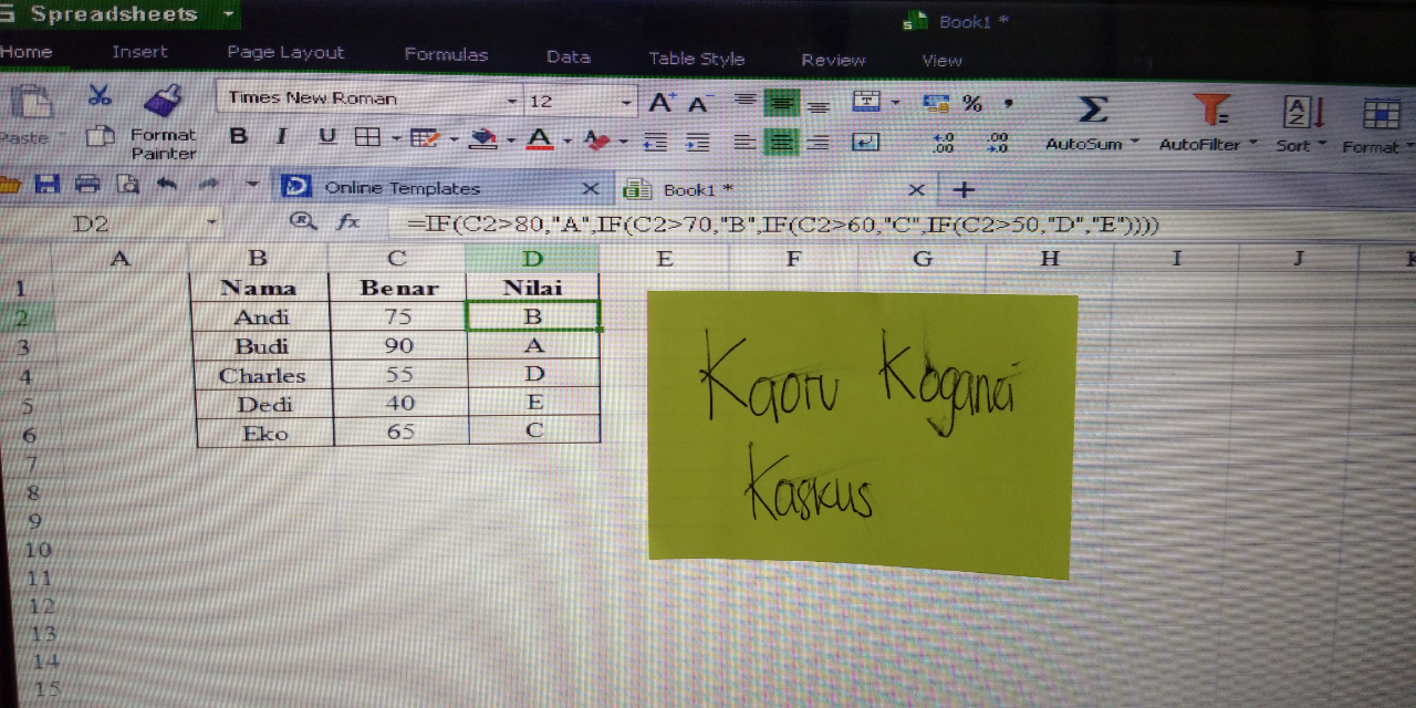 &#91;Share&#93; Tutorial Cara Menggunakan Rumus IF di Program Pengolah Angka/ Data (Excel)