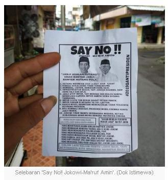 Beredar Selebaran 'Say No Jokowi', TKN: Kampanye Hitam Tindakan Pengecut!