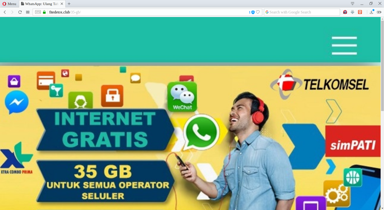 Percobaan Penipuan WhatsApp Ulang Tahun ke-10 bagi-bagi kuota internet 35 GB