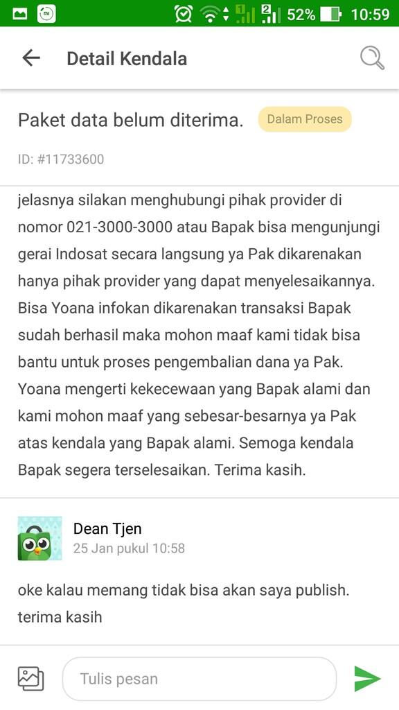 Kecewa dengan tokopedia dan indosat 