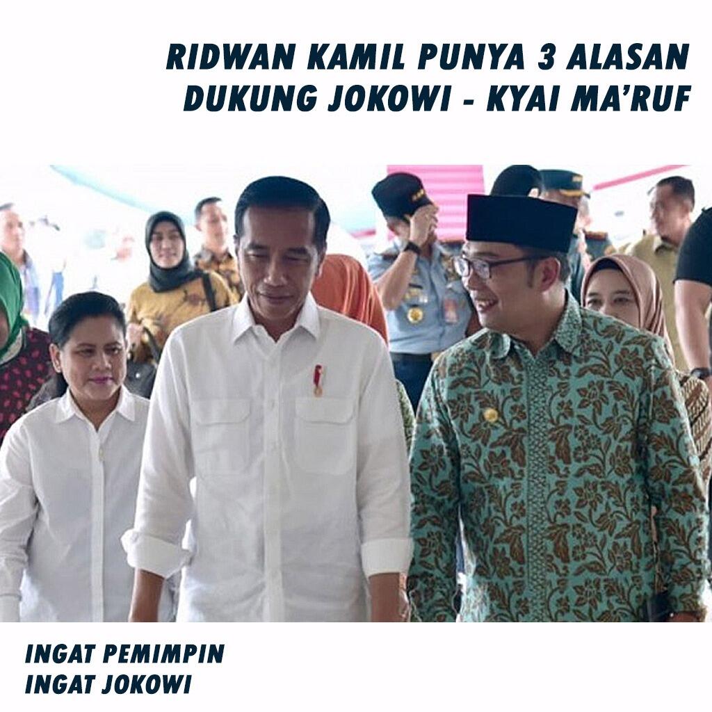 Ini Tiga Alasan Ridwan Kamil Mendukung Jokowi-Ma’ruf