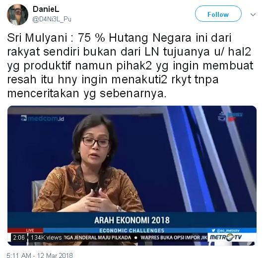 Menkeu: Jangan Terprovokasi, 75% Utang Pemerintah Dimiliki Masyarakat