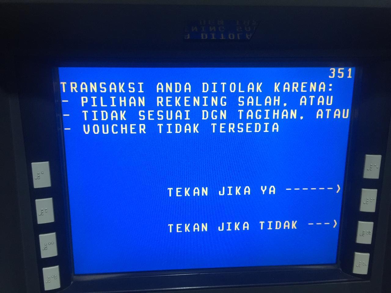 (help) ATM BNI tidak bisa buat narik uang.