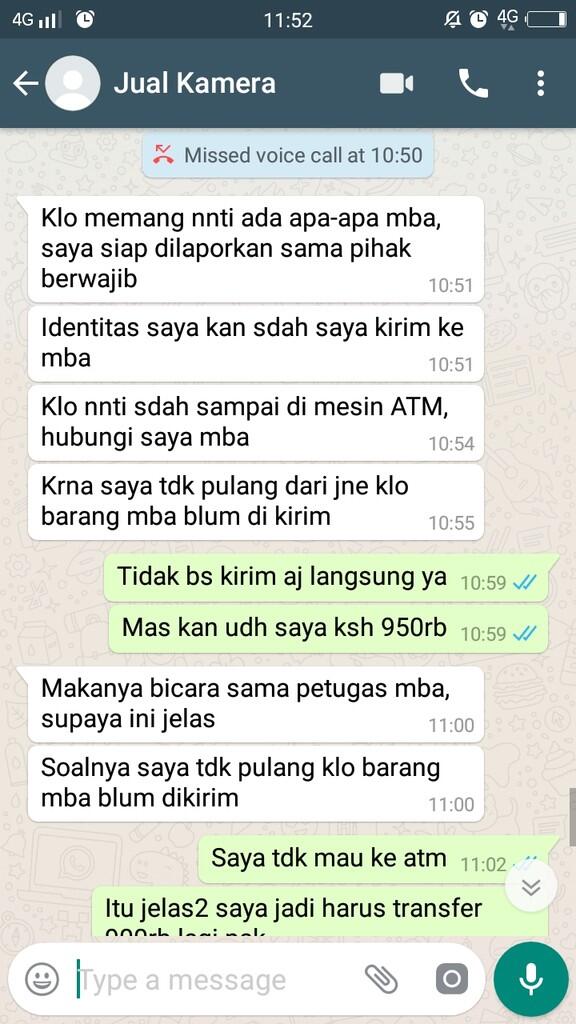 Penipuan/SCAM JUAL KAMERA CANON EOS 650D 2JT, KATANYA BUAT BAYAR UANG SPP KULIAH