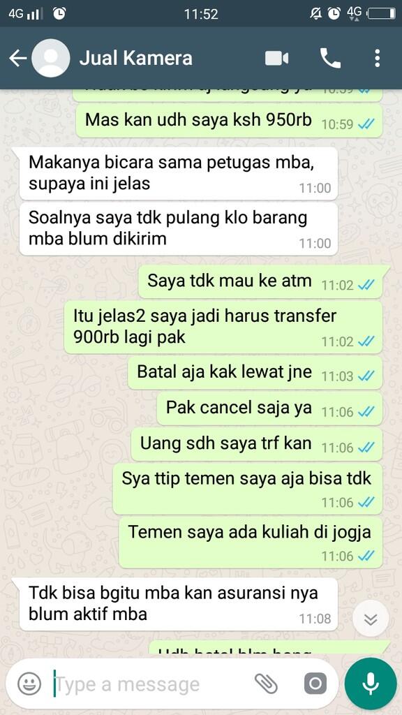 Penipuan/SCAM JUAL KAMERA CANON EOS 650D 2JT, KATANYA BUAT BAYAR UANG SPP KULIAH