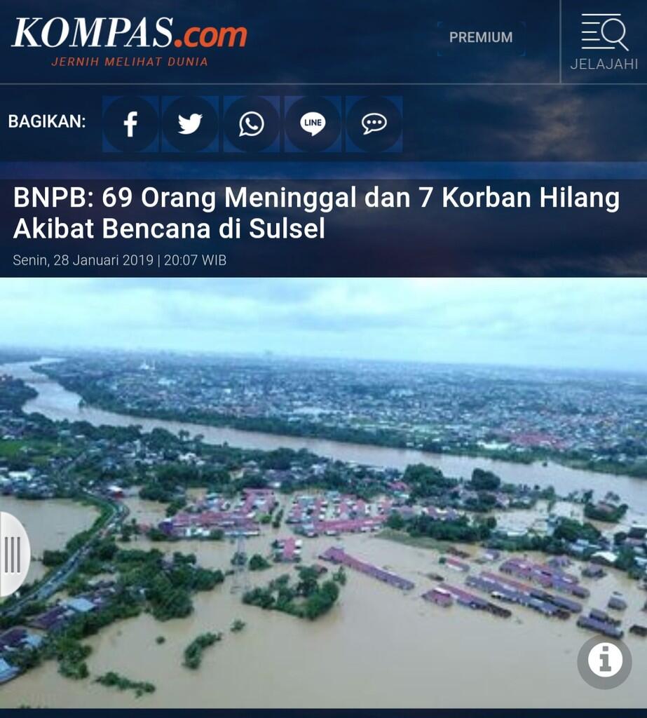 BNPB: 69 Orang Meninggal dan 7 Korban Hilang Akibat Bencana di Sulsel