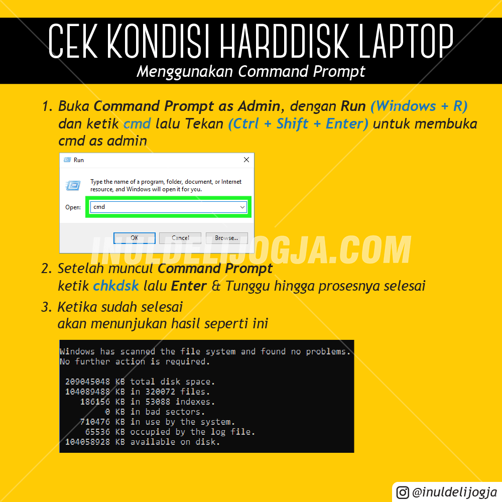 Cek Kondisi Hardisk Komputer Dengan Command Prompt (CMD) - INULDELI JOGJA