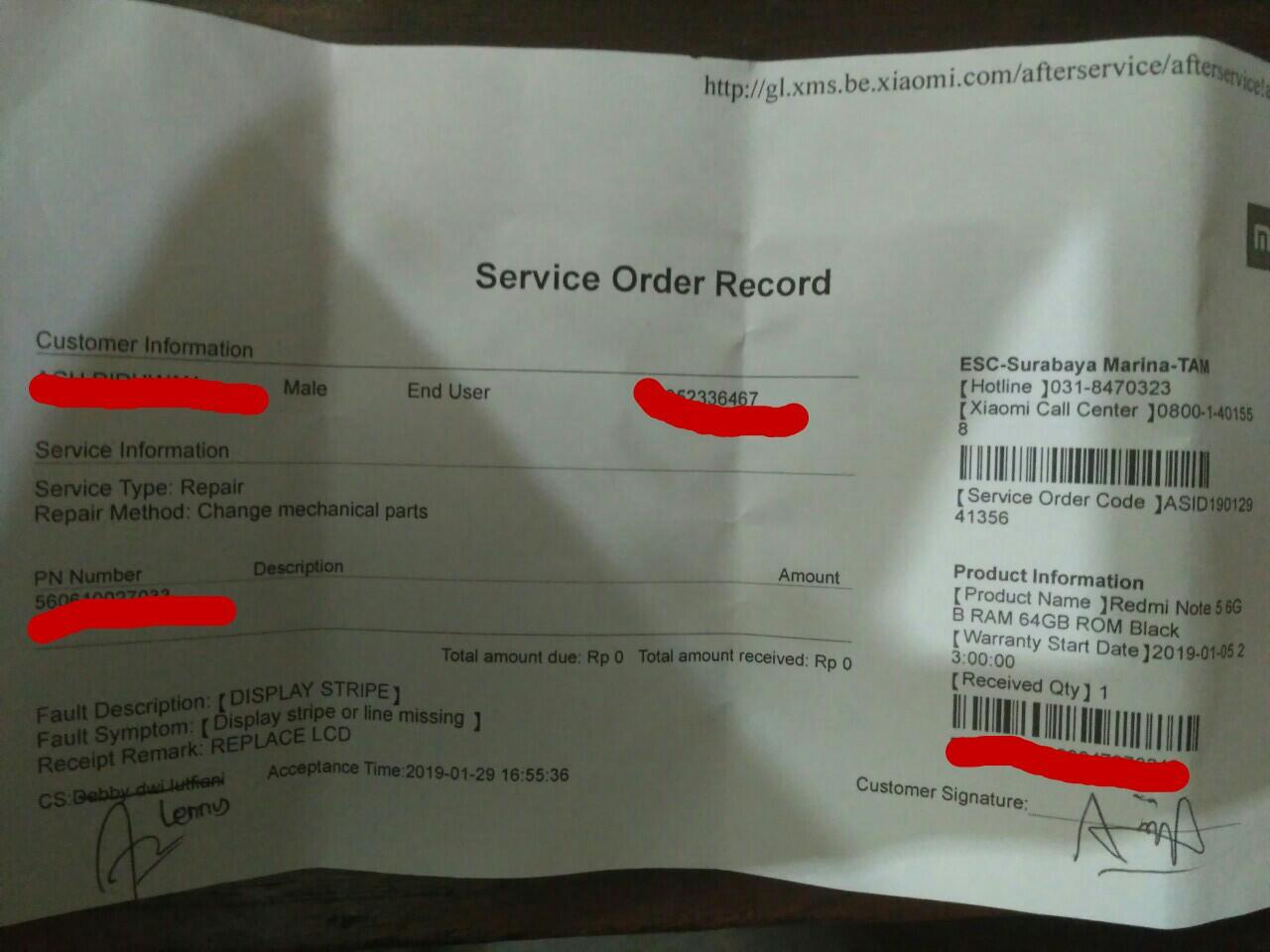 Order record