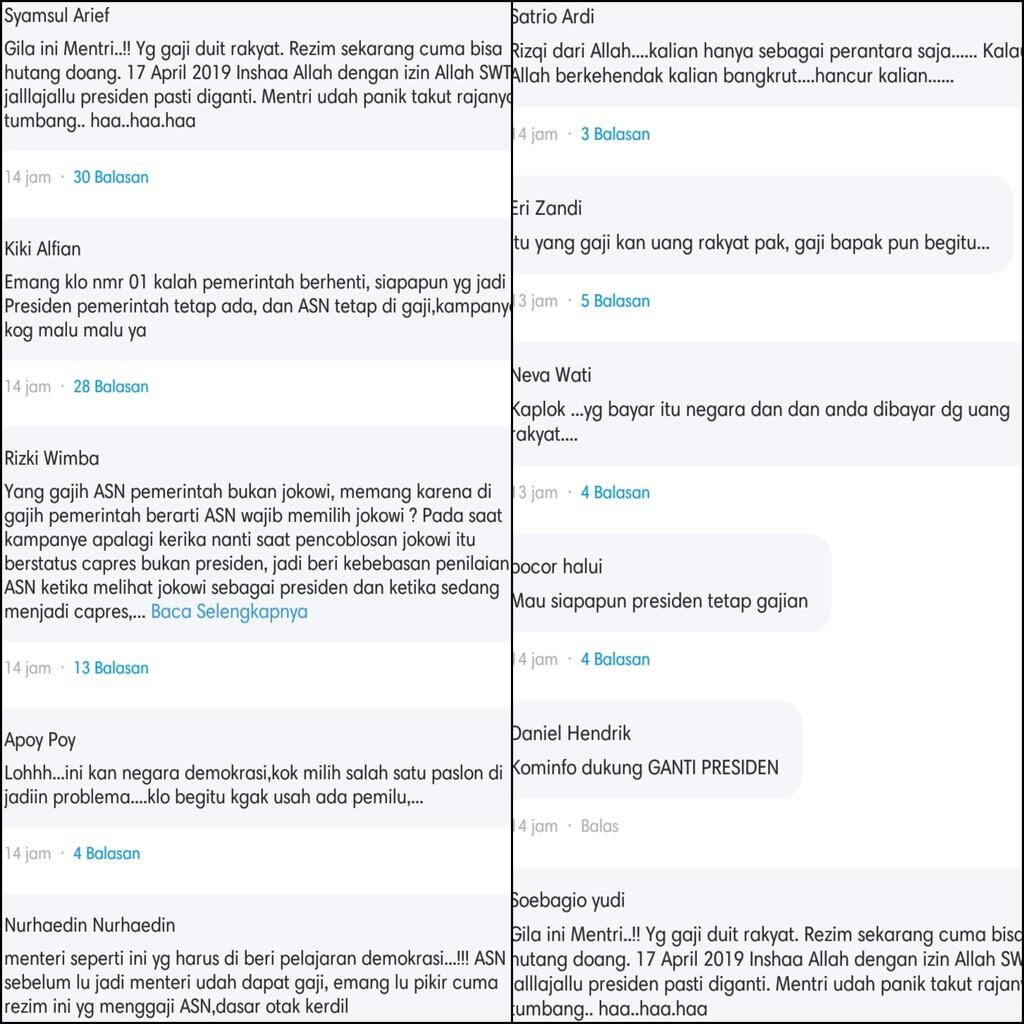 Berawal Dari Pemilihan Stiker, Menkominfo Sindir Pegawai Pilih 02: Yang Gaji Kamu