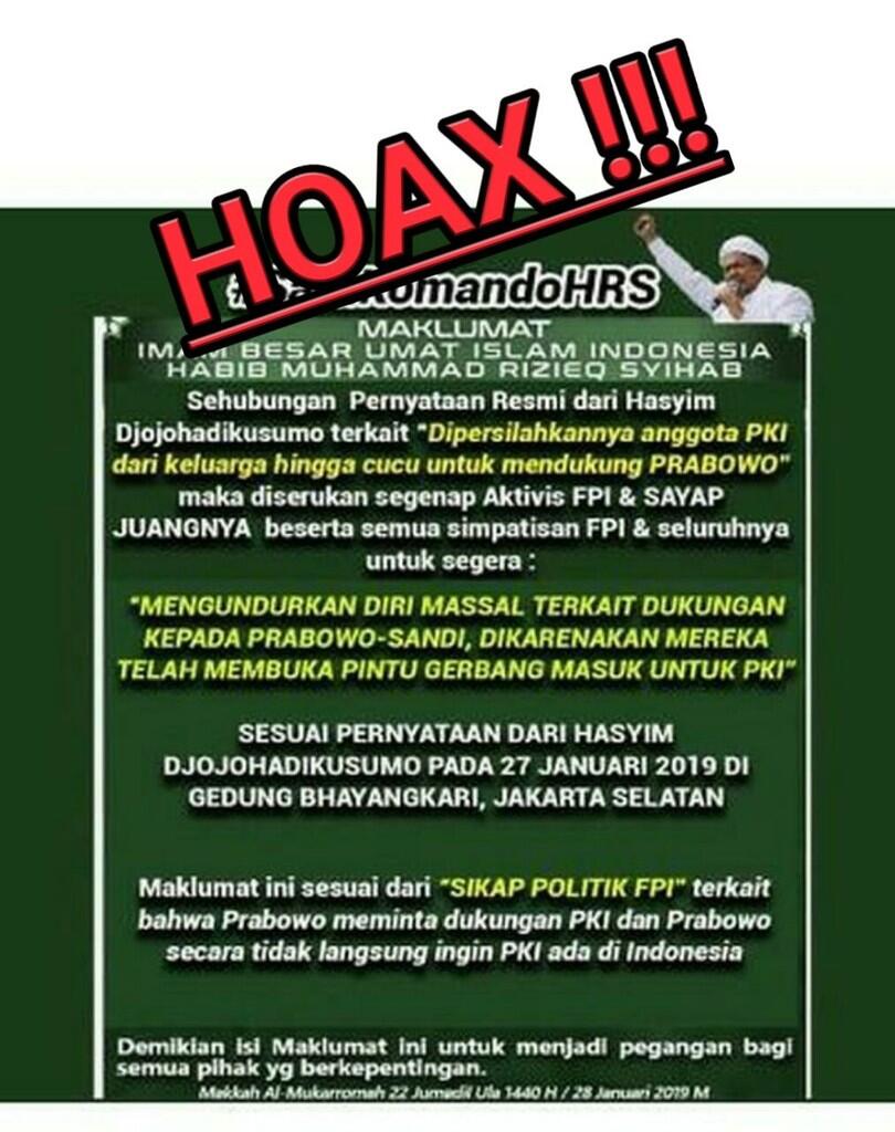 Siapa Bikin Hoax Maklumat Habib Rizieq Tinggalkan Prabowo?