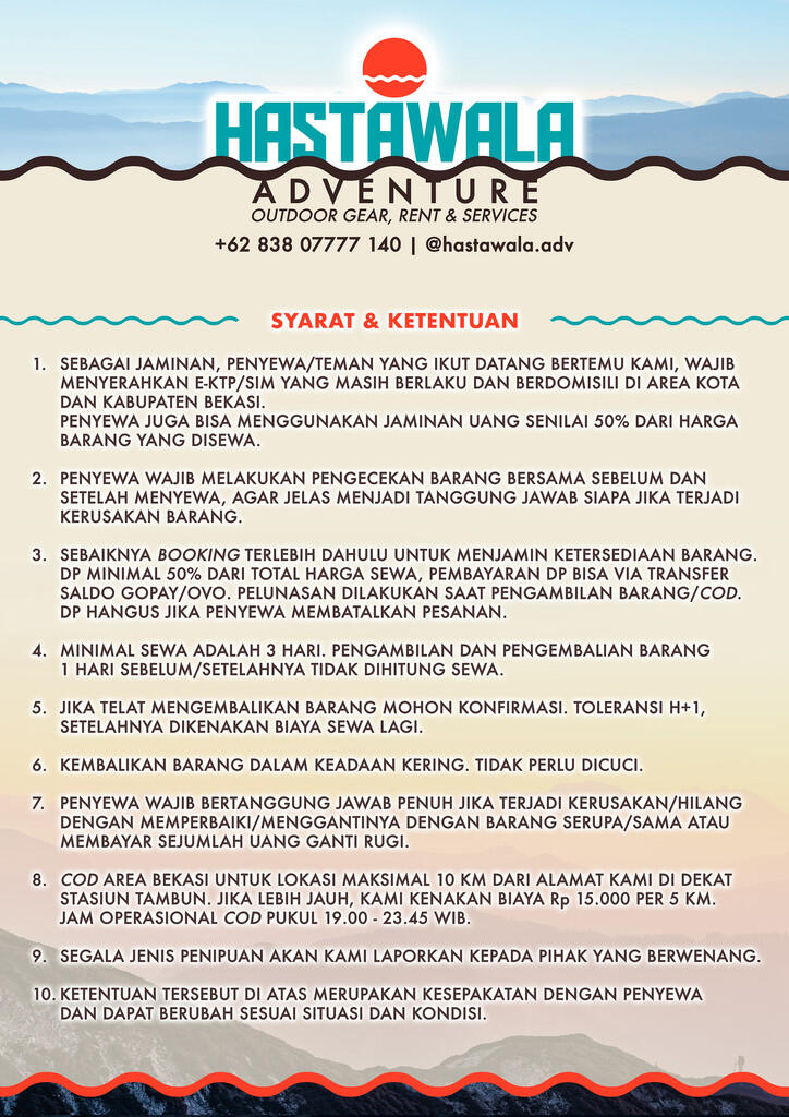 Sewa Alat Camping Outdoor Gunung Tenda Tambun Bekasi