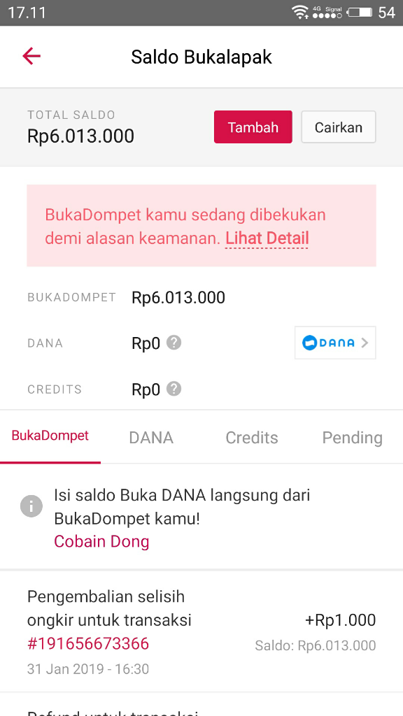 bukalapak transaksi gagal dana di bekukan