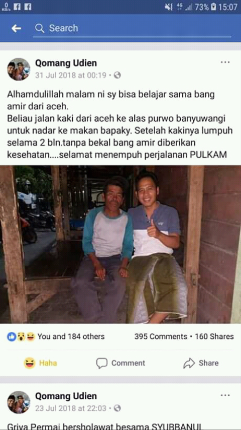 Amiruddin, Jalan Kaki dari Medan ke Banyuwangi Dapat 70 Juta Menggegerkan Jawa Timur