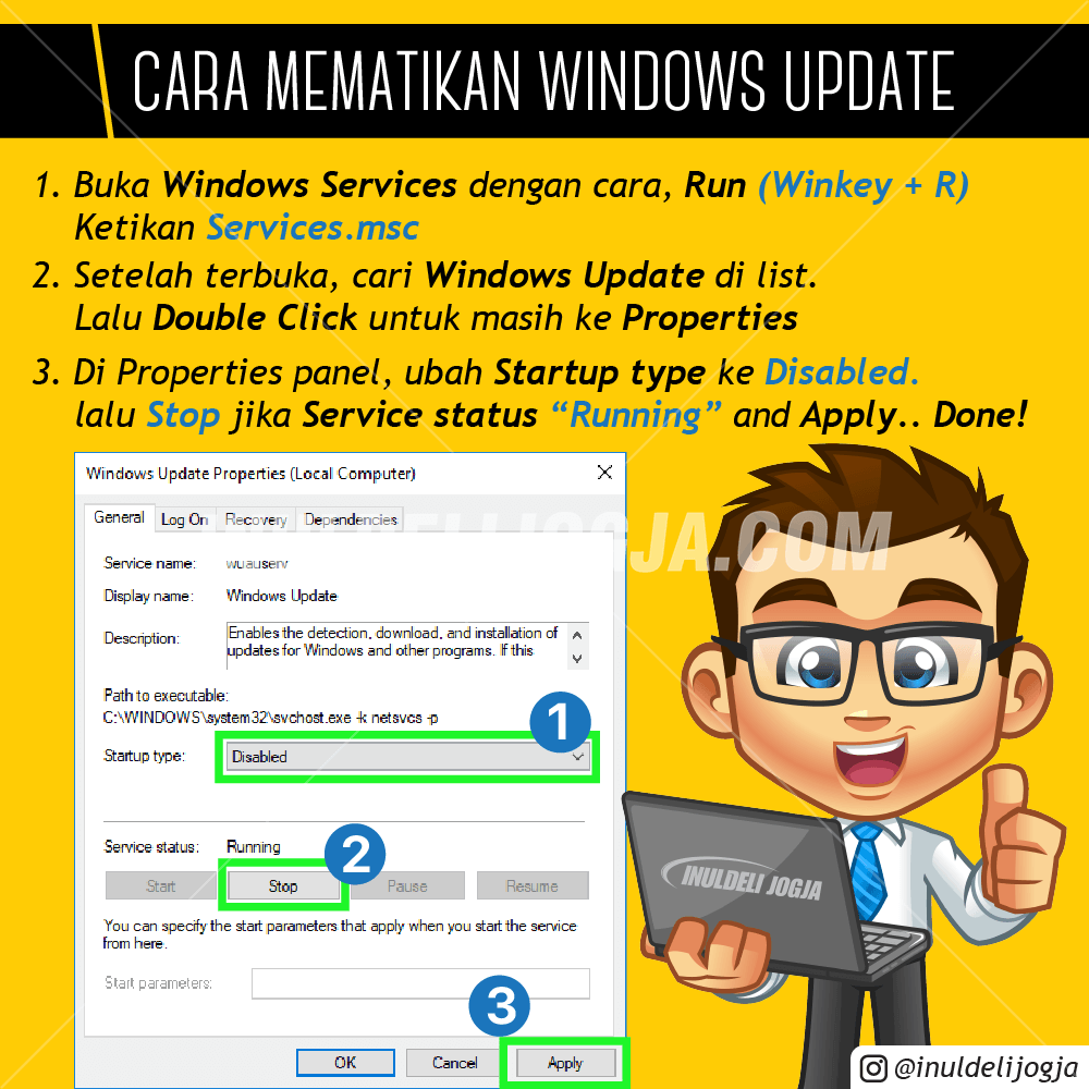 DISABLE WINDOWS UPDATE - INULDELI JOGJA