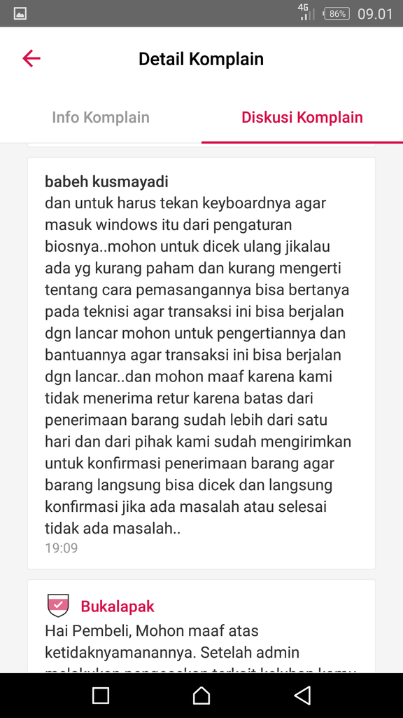 BUKALAPAK Selesaikan Komplain Secara Sepihak